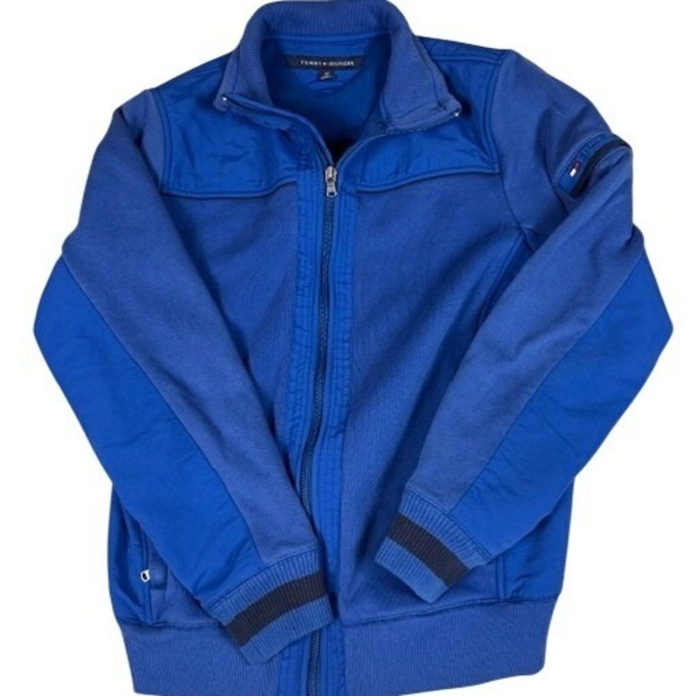 Tommy Hilfiger Men's Small Mixed Media Full Zip Fleece Track Activewear Jacket